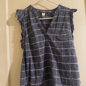 Old Navy Navy Blue Plaid Blouse
